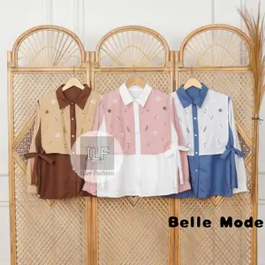 Shenina Shirt Atasan Kemeja Flower Wanita Muslim Dewasa Bordir Korean Style Casual Daily