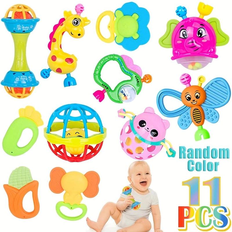 Random Color Baby Rattles Toy, 11pcs Baby Rattles Toy Kit for Fun  Play , Cute Baby Rattle Sensory Nursery Toy Set, Boy Girl Gifts Infant Newborn 3