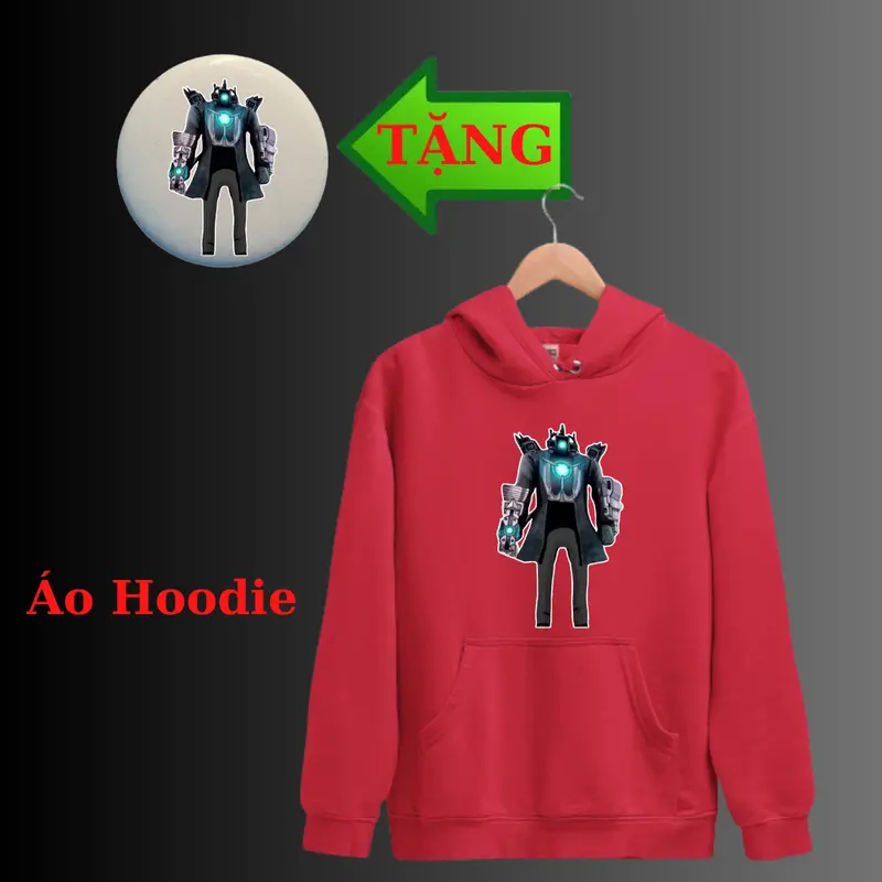 Áo Khoác Hoodie trẻ em in hình Skibidi Toilet Titan Upgraded Cameraman, Titan Speakerman, Chất nỉ mềm mịn-Kèm huy hiệu 3