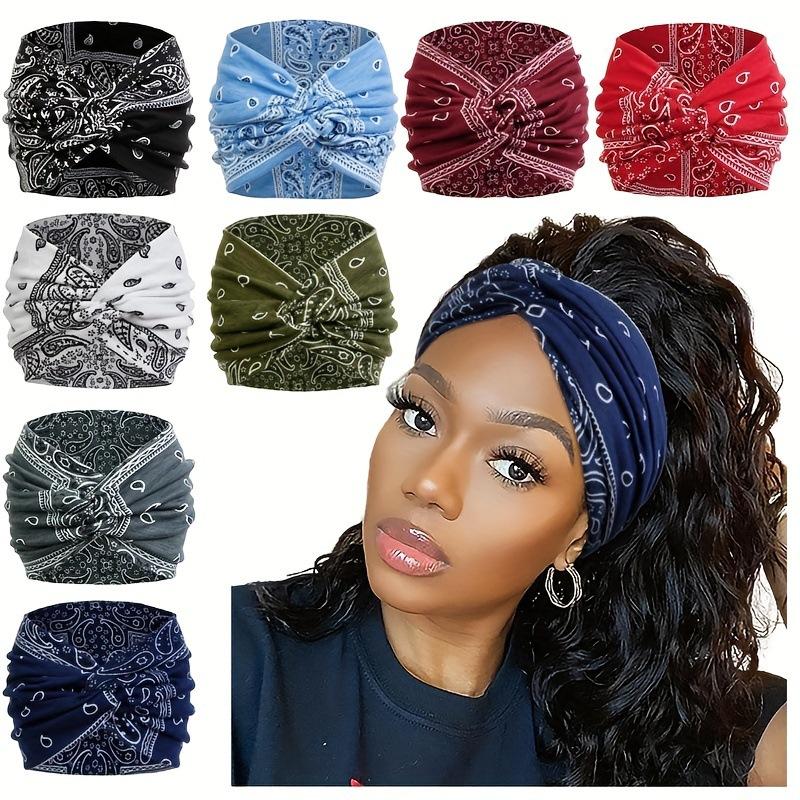 Product Introduction of Boho Women Floral Print Outdoor Headband Sports Elastic Wide Criss Cross  Running Adjustable Headbands Yoga Sweat Absorption Head Band Bandeau Sport Hair Band Hair Accessories 0