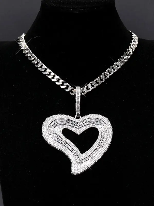 Luxury Rhinestone Decorated Heart Design Necklace & Bracelet (2pcs/set), Gorgeous Fashion Jewelry Set for Women & Girls, Elegant All-match Fashion Accessories for Daily Wear, Mother's Day Gift 1