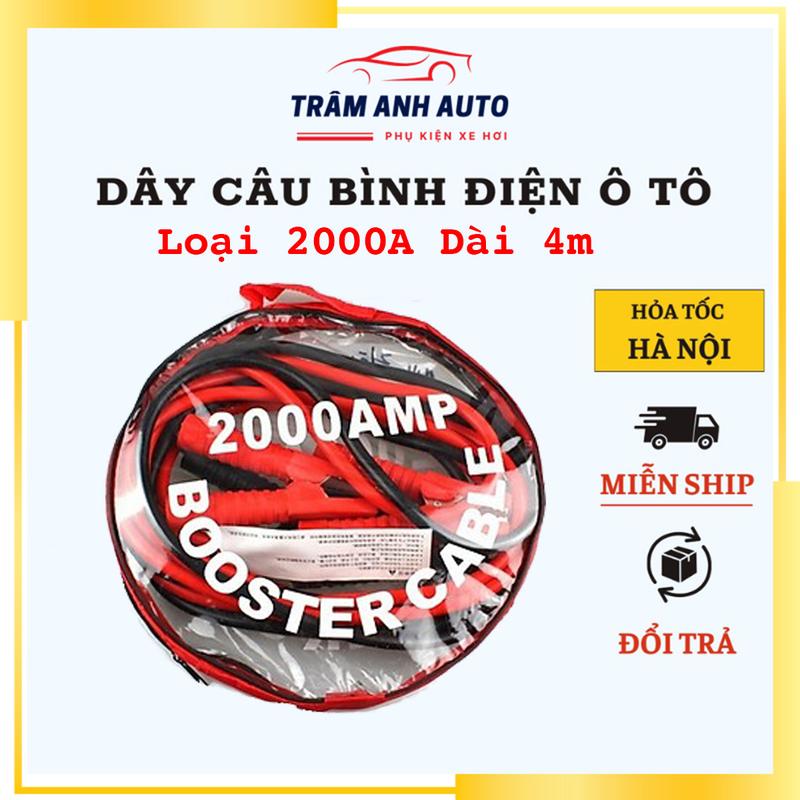 Dây Câu Bình Ắc Quy Ô Tô 2000A Dài 4m Lõi Đồng Hợp Kim Chống Nhiệt Túi Kéo Tiện Lợi