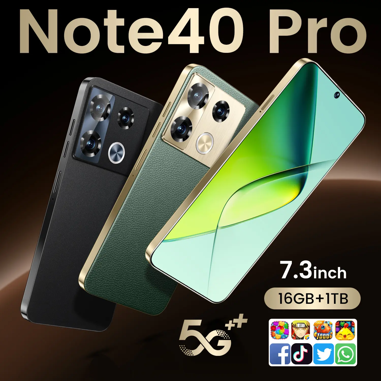 Điện thoại thông minh, Note40 Pro mới, Hệ điều hành Android, Màn hình lớn 7.3 inch, 16 + 1T Punch, Bán Chạy