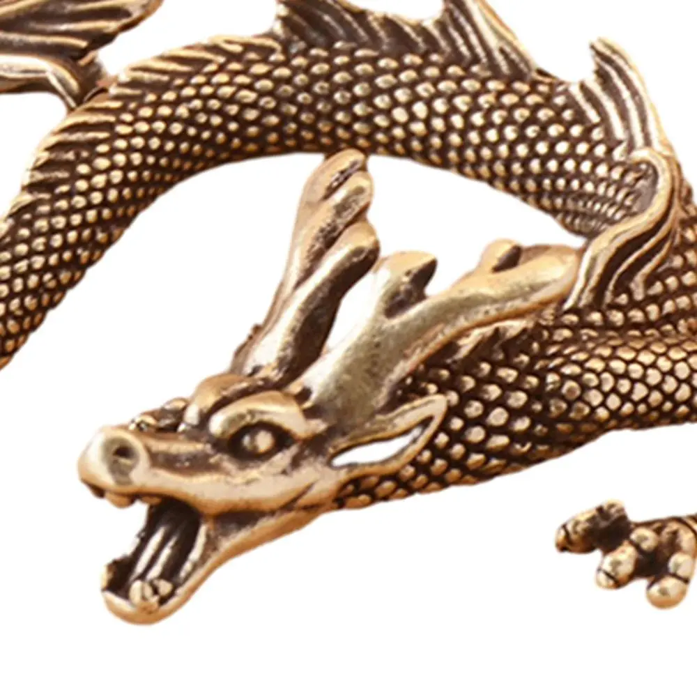 Brass Dragon Figurine Sitting Best Gift Brass Crafts Decoration Antique Animal Collection Bookshelf Desktop Ornament Miniatures