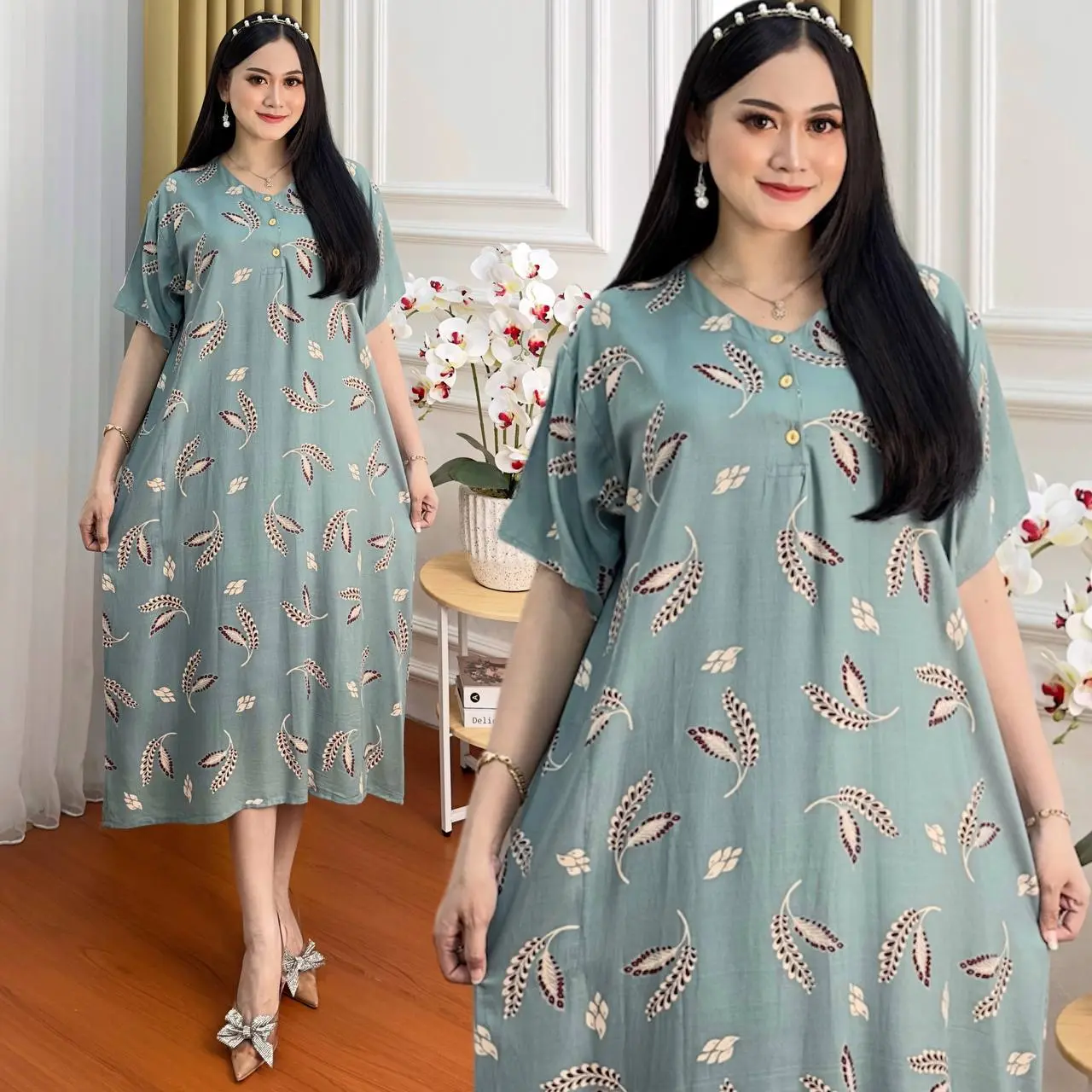 Daster Jumbo Bumil Kancing Depan Bahan Rayon Busui Friendly Bahan Rayon Super Nyaman MORO DEDI