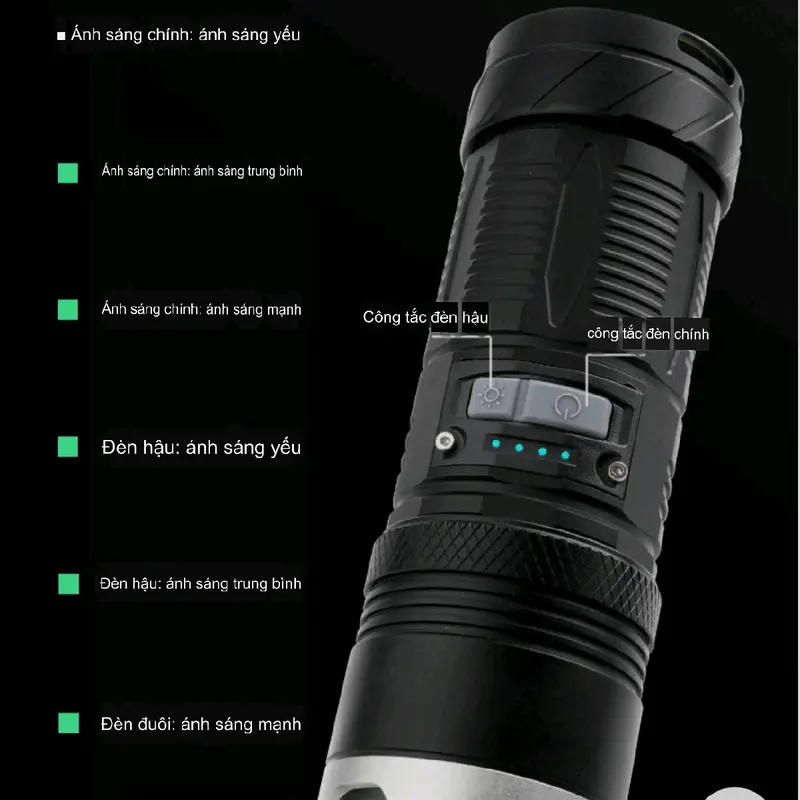 Đèn pin [ 1122A ] cầm tay siêu sáng 2024 chiếu xa 700 mét ZOOM xa gần chống nước sạc ngược cho điện thȯại, Pin 18650*3 - Dung lượng ~ 8000 mah... 3