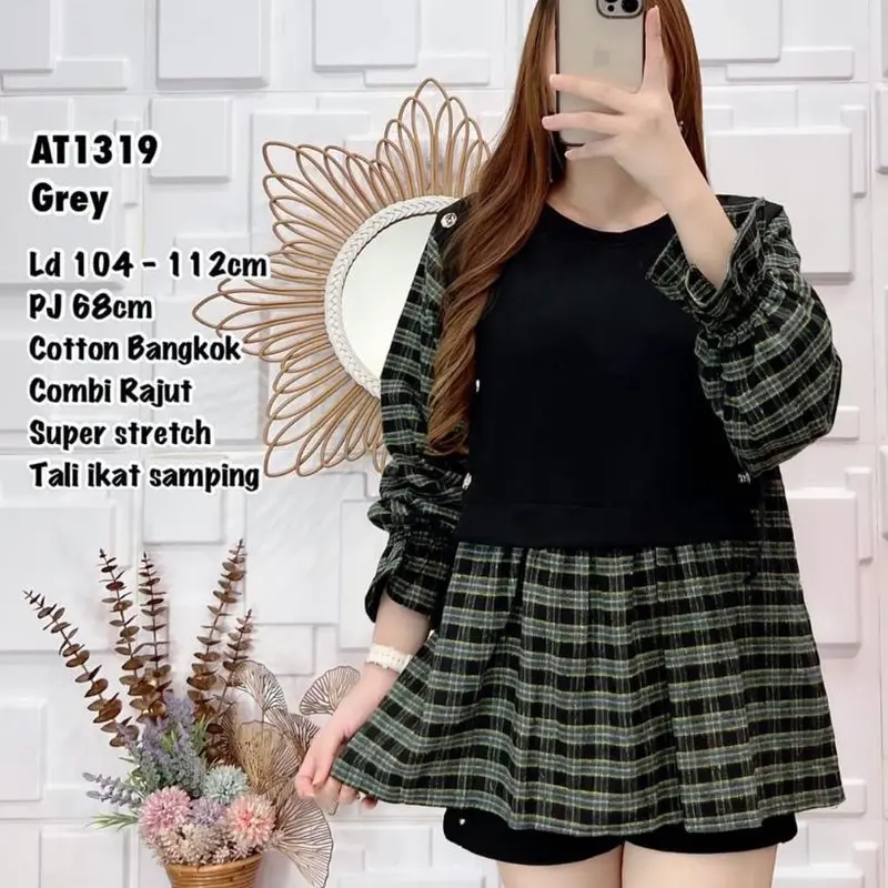 (B) Ld 116 pj 74 Blouse rajut combi cotton import 4