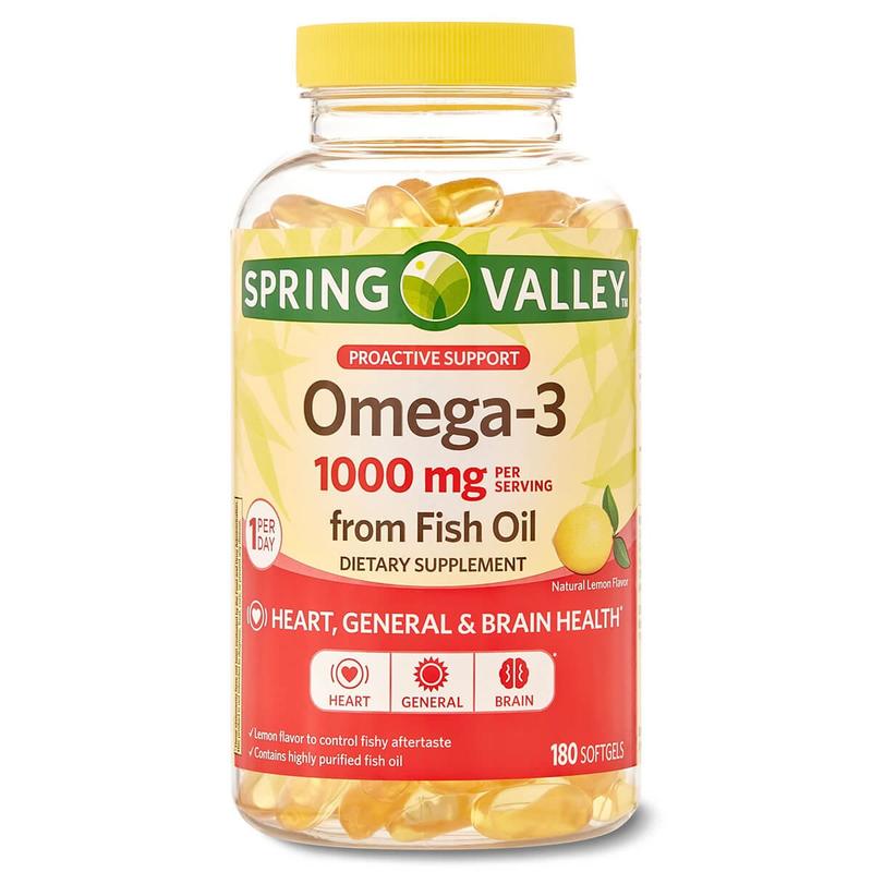 Viên uống dầu cá Omega 3 Spring Valley 1000mg (180 viên)