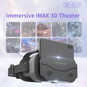 Virtual Reality Glasses VR Box IMAX Giant Screen Universal Kacamata 3D - Kaca Mata untuk Ponsel Smartphone Watch Video Film Movie Realiti Glases Nonton Filem Shinecon G13 Alat Menonton Lewat HP Hape Lebih Seru Seperti di Bioskop Desain Ergonomis - Black