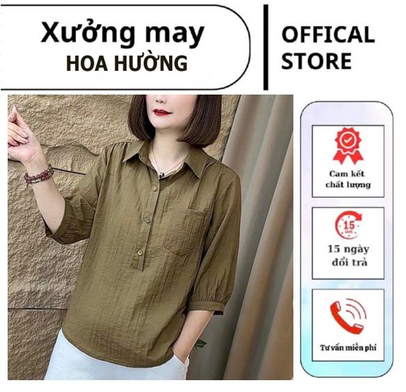 [H&T-08 ] Áo Sơ Mi Kiểu Nữ  Tay Lỡ , Chất Đũi Tơ Mềm Mát Lịch Thiệp Women Top Shirt Voi sơ  minu 1