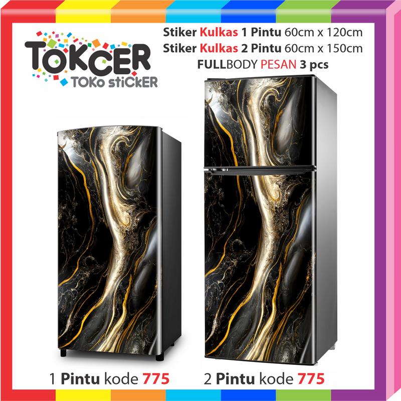 STIKER Kulkas 1 Pintu atau 2 Pintu Motif MARMER MEWAH Keren Sticker 4