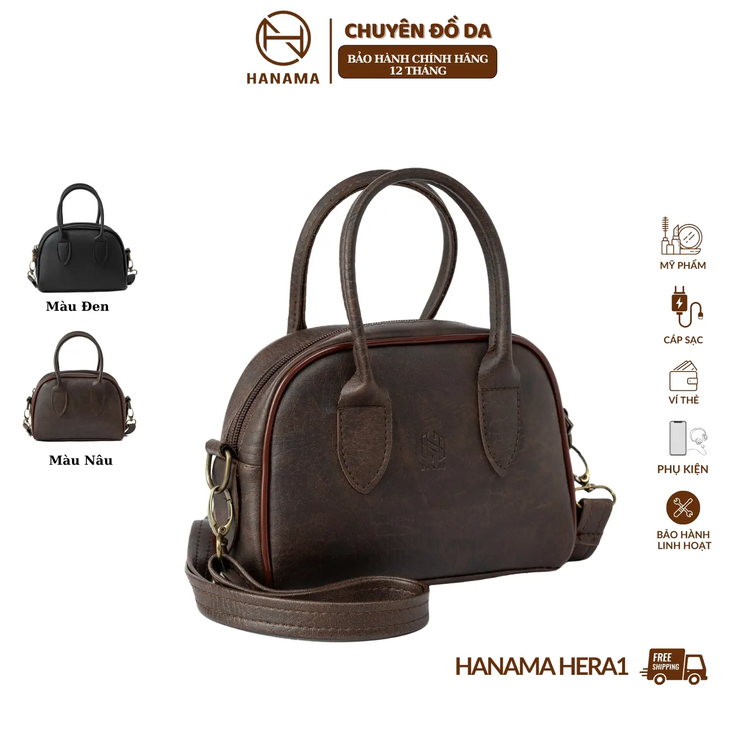 [DAILY_HANAMA]_ Không Charm_Hanama Hera 1_ TẶNG GÓI BẢO HÀNH 12 THÁNG_Túi xách nữ- Túi Hến Bag Da