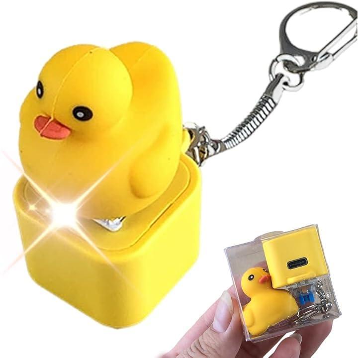 Interactive Duck Quacking Keychain with LED Effects, USB Rechargeable ...