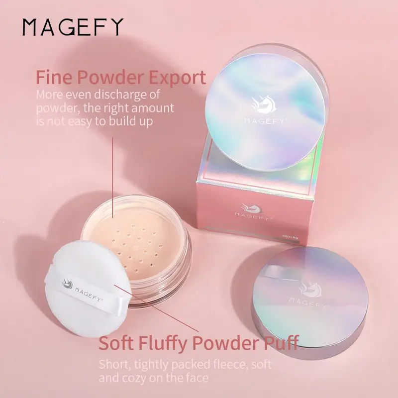 MAGEFY Oil Controller Loose Powder Silky Smooth Setting Powder Natural Bedak Tabur 8028 Cushion Lasting 2