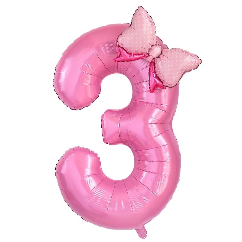 Product Introduction of 2Pcs 40Inch Pink Number Foil Balloon with Cute Bow Balloons For Kids Baby Girl 1st Birthday Party Decoration Favors Supplies bouquet 12