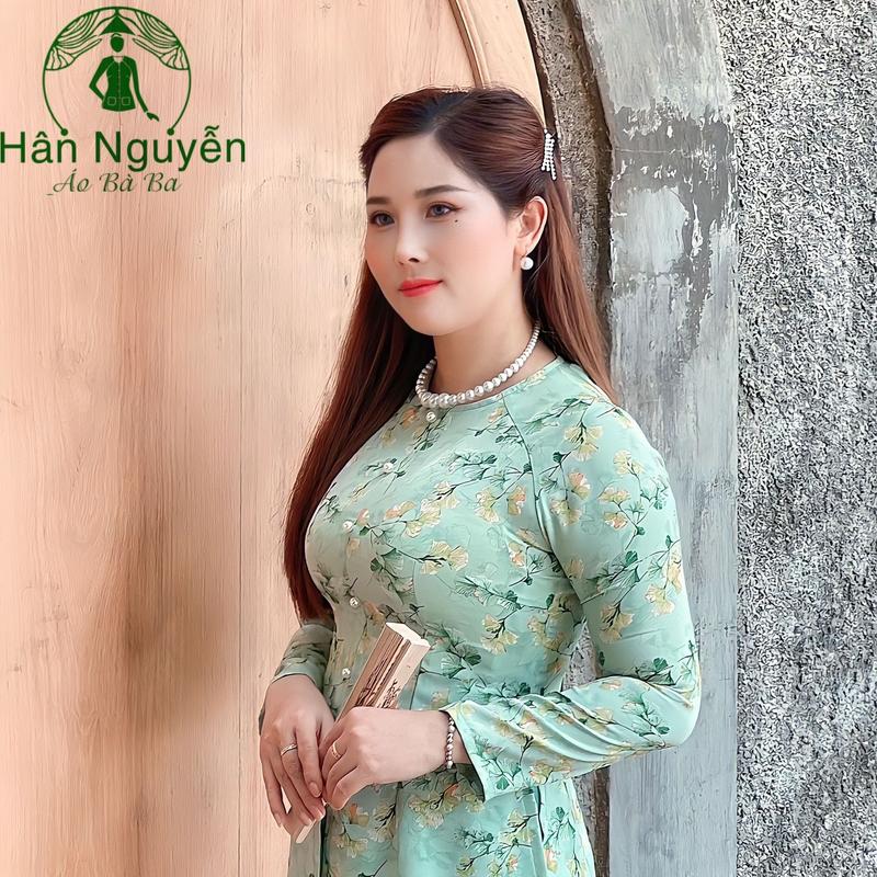 Hân Nguyễn Áo Bà Ba - B.A01 (ÁO LẺ) Áo Bà Ba Dây Kéo Hoa Gió Cổ Tròn tay dài Nữ Top Women Sơ Mi 3