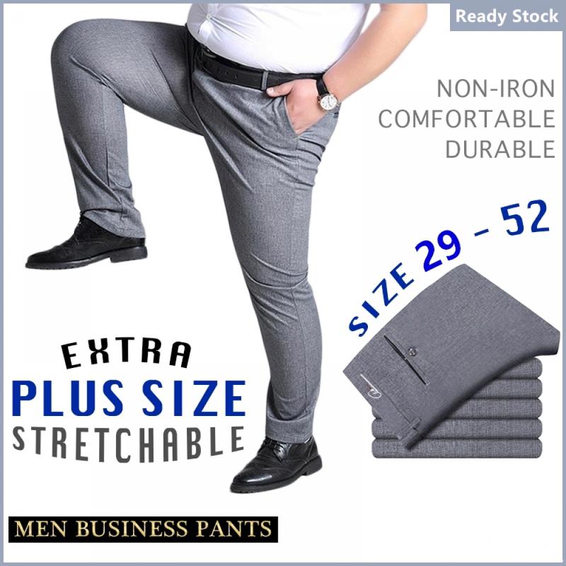 Big Size 29-52 Plus Size Men's Elastic Business Pants Non Iron Formal Office Long Pant Flexible Trousers 3