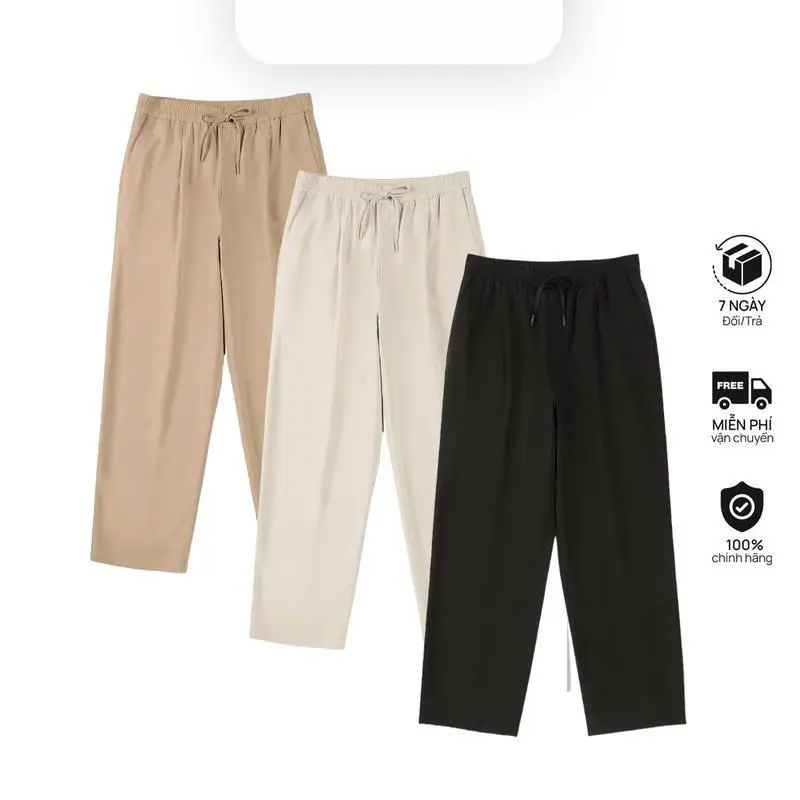 Quần Kaki Ống Suông Cạp Chun Nga My Phong Cách Trẻ Trung Hàn Quốc Menswear Nam có thể giặt máy thường thanh lịch thường