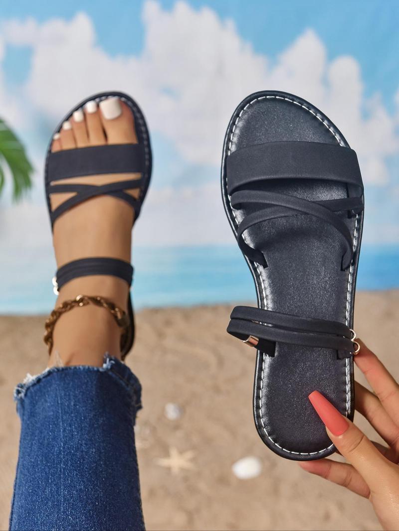 Product Introduction of Women's Fashionable Plain Color Slides, Casual Comfortable Flat Sandals Slippers for Summer, Lightweight Breathable Shoes for Daily Wear, Girl 2