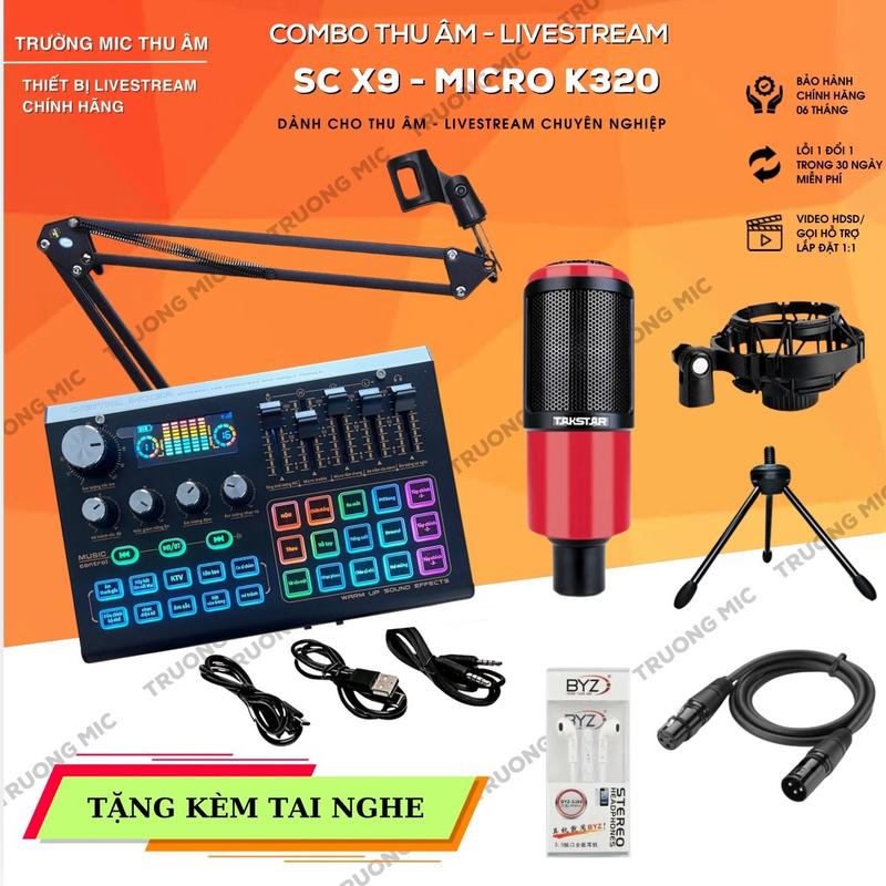 Bộ Sound Card X9 Đời Mới Và Mic PC K320 48V Hát Thu Âm, Karaoke, Hát LiveStream Các Nền Tảng, Âm Thanh Chất Lượng Cao, Có Bluetooth, Hiệu Ứng Vui Nhộn, Giả Giọng, Autotune,.. 0
