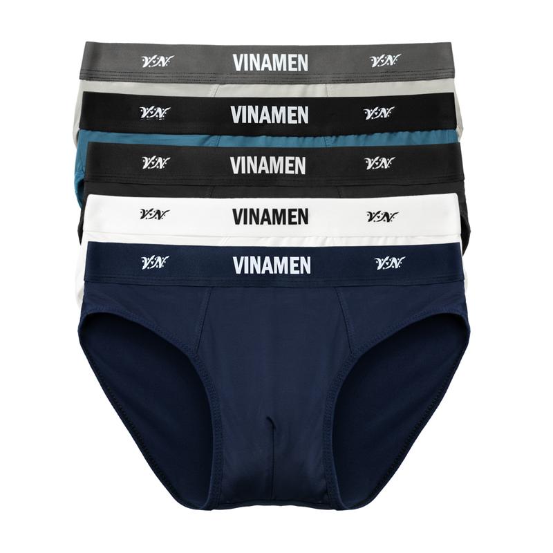 Set 5 quần sịp nam VINAMEN thun lạnh, quần lót nam Menswear cạp cao 4cm co dãn 4 chiều thoải mái vận động, quần xì nam thoáng mát thấm hút tốt, Quần Boxer Boxer