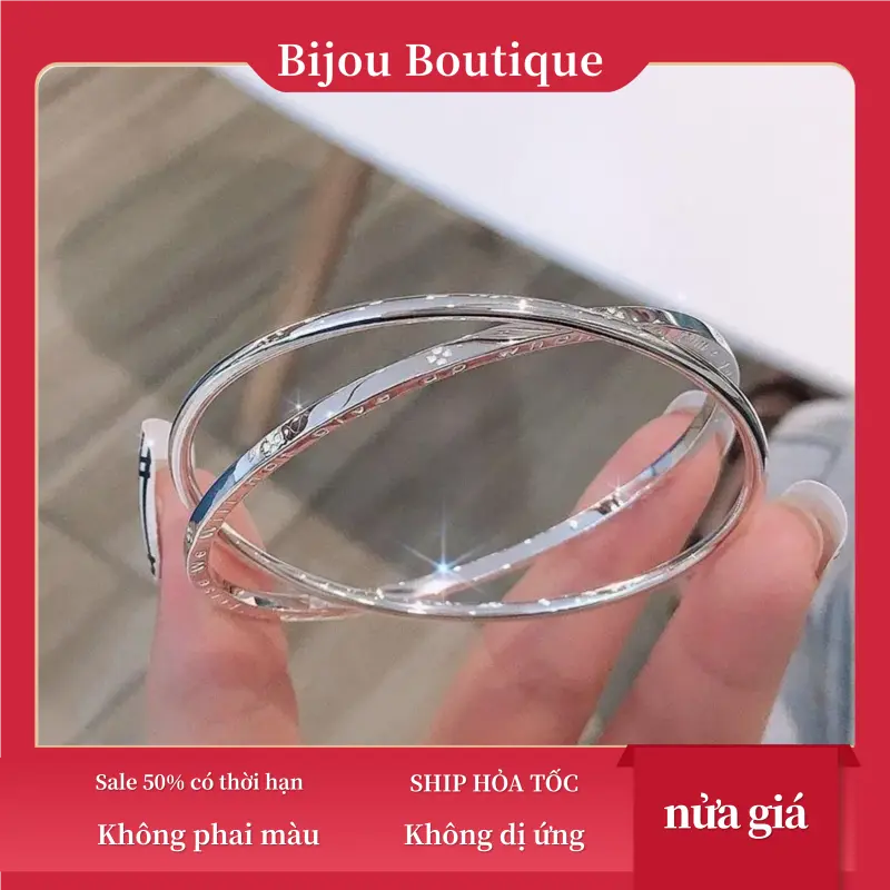 Lắc tay nữ bạ.c đặc cỏ bốn lá may mắn Vòng tay nữ xinh Phụ Kiện