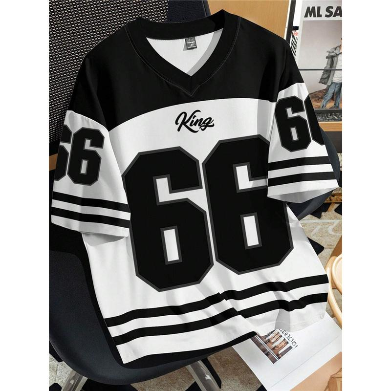 Áo Thi Đấu Thể Thao, ngắn Tay, Cổ Chữ V, Dành Cho Cặp Đôi, Phong Cách Đường Phố, Unisex, In Số, Áo Phông, Ngoại Cỡ, Có Thể Tùy Chỉnh Miễn Phí 3