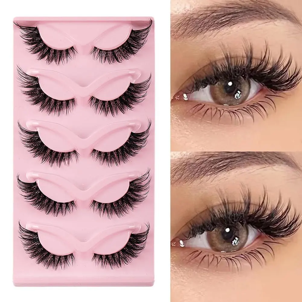 5 Pairs Imitation Mink Hair Fox Eye False Eyelashes Eyelashes Natural Thick Multiple Styles J0K0