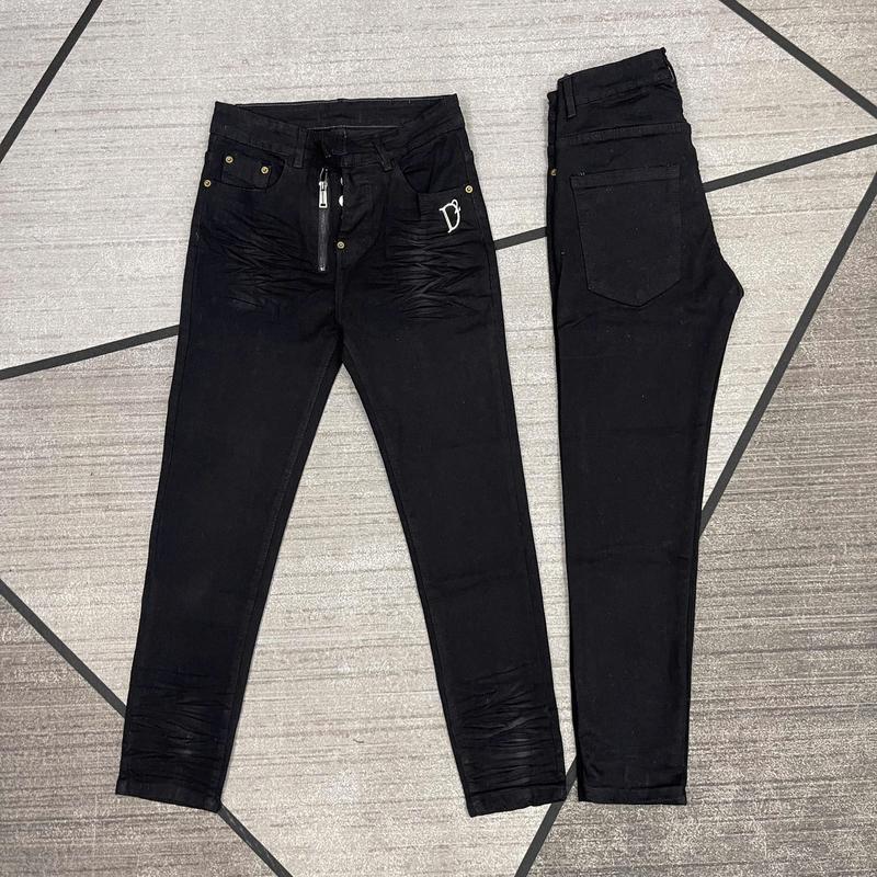  Quần Jean đen trơn dập nhăn khóa lệch D 2 có bigsize Nam Menswear 