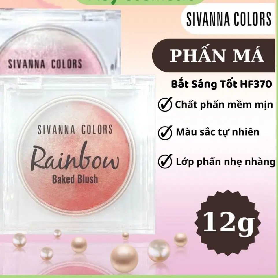 Phấn Má Hồng Sivanna Có Nhũ Sivanna Colors Rainbow Baked Blush 12g HF370