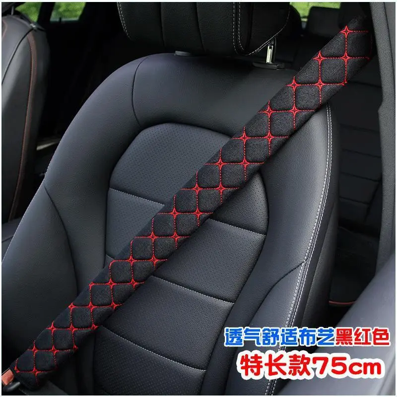 Bảo vệ vai dây an toàn ô tô, 1 miếng, Đệm vai vải dài, Thích hợp cho tất cả các mùa, Vỏ bảo vệ dây an toàn, Làm bằng vải bông và vải lanh thoáng khí 3
