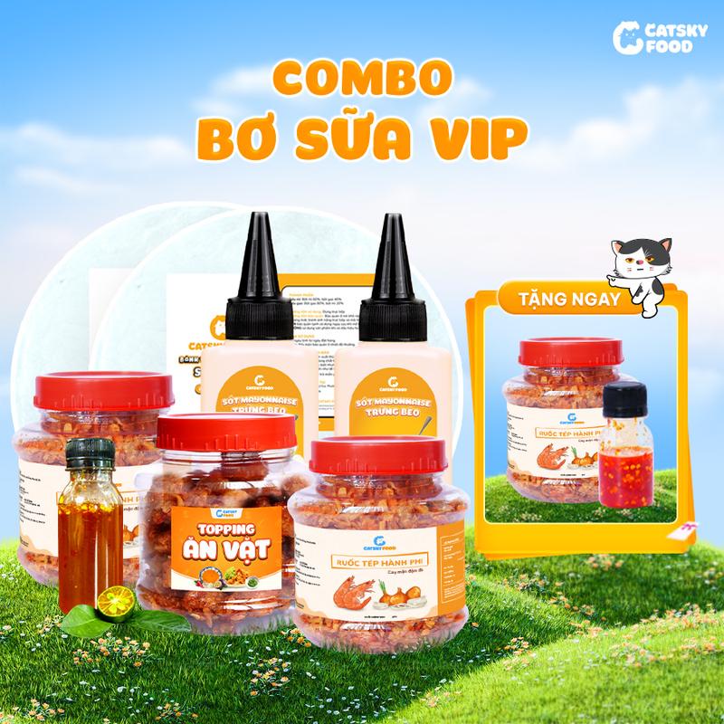 [Deal Live] Combo Phô Mai Bơ Sữa VIP Bánh Tráng Phơi Sương - Catsky Food - Ruốc Tép Hành Phi Lắc Phô Mai Đậm Đà  Tặng 1 Ruốc Phô Mai Và Ớt Rim, Snack Food combobanh trang tóp mỡ