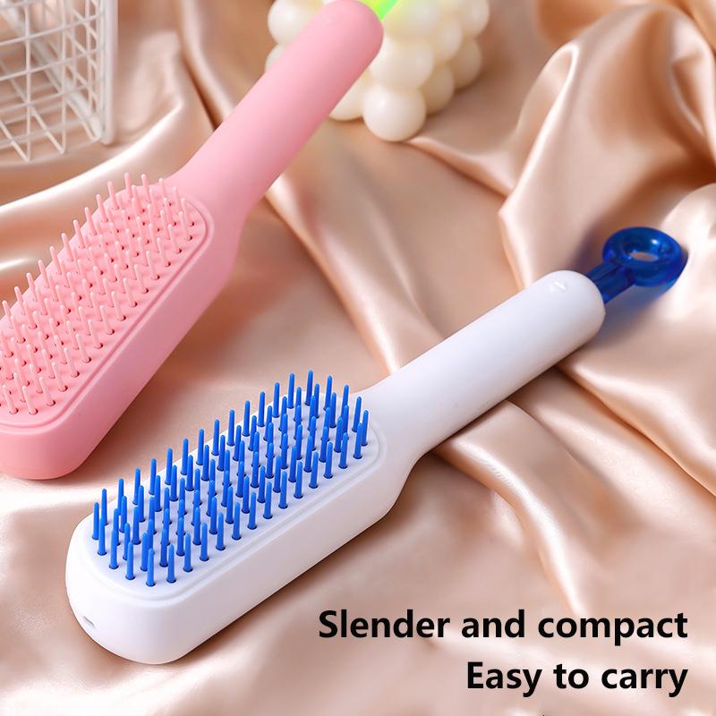 Product Introduction of Portable Telescopic Comb With Mirror Self Cleaning Hair Brush Massage Anti-static Hair Smoothing Comb Hairdressing Tools 23