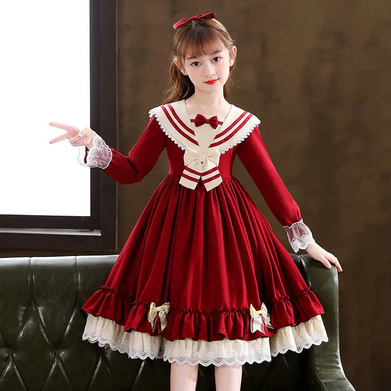 Váy Công Chúa, Phong Cách Cô Gái Lolita, Thích Hợp Cho Mùa Đông, Bé Gái, Váy Mùa Thu Và Mùa Đông, Hàng Mới Về Năm 2024