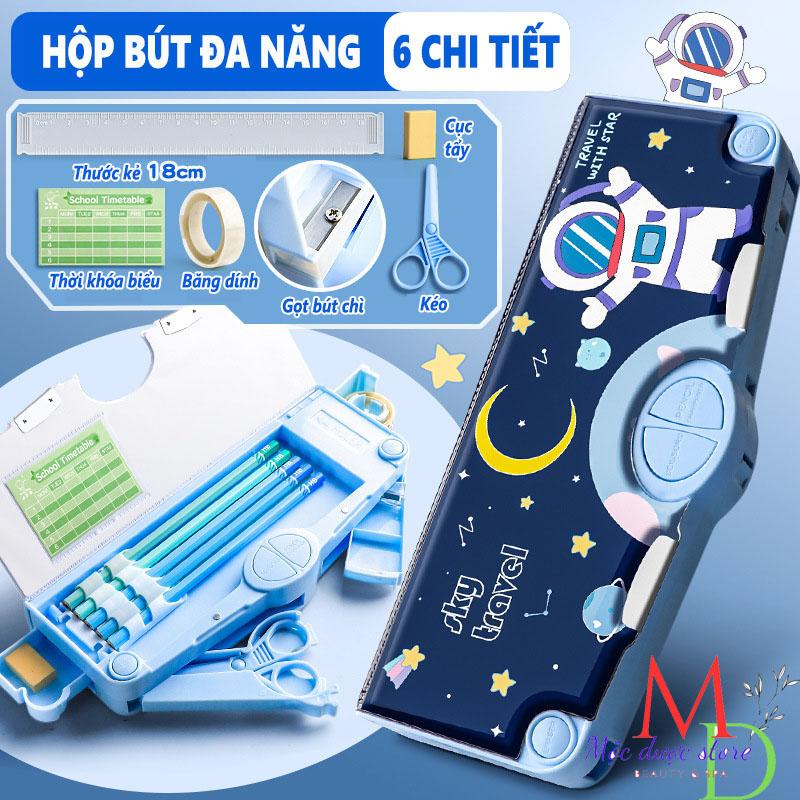 Hộp bút đa năng dung tích lớn cho bé, Hộp văn phòng phẩm đa năng hộp bút chì bé gái hoạt hình sáng tạo công nghệ cao cho bé trai hộp bút chì hai mặt học sinh