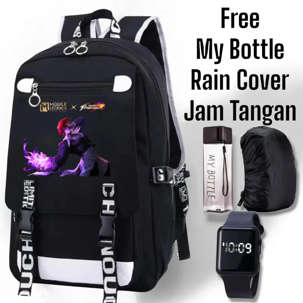 HS - TAS SEKOLAH ANAK SD LAKI LAKI PEREMPUAN KING OF THE FIGHTER SKIN MOBILE LEGEND TAS ANIME TERBARU FASHION MURAH TAS RANSEL SEKOLAH ANAK TK PAUD TAS ANAK LAKI LAKI TAS KOF IORI YAGAMA GUSION K BACKPACK FREE JAM LED MY BOTTLE 4 IN 1 BANYAK BONUSNYA