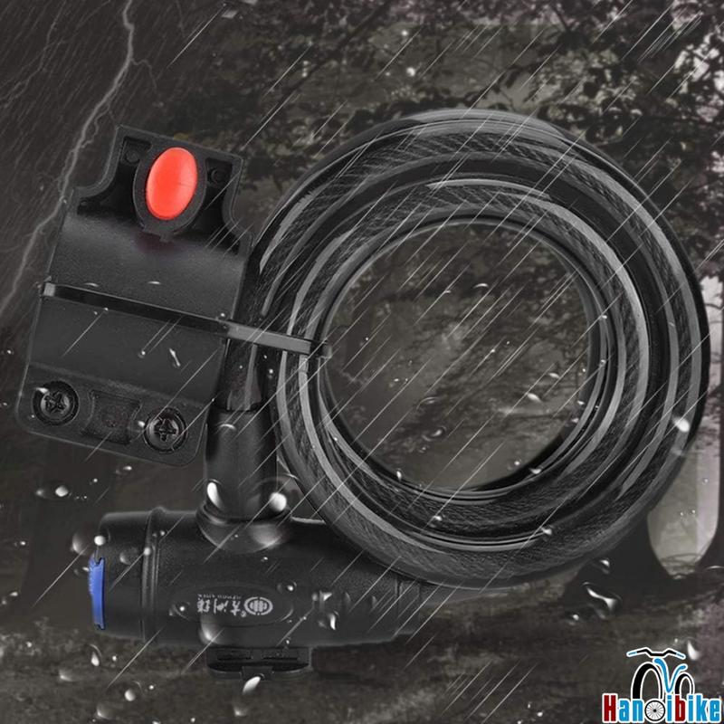 Khóa dây có chìa Jizhou kèm bộ treo khóa bắt cốt yên/khung xe đạp 5
