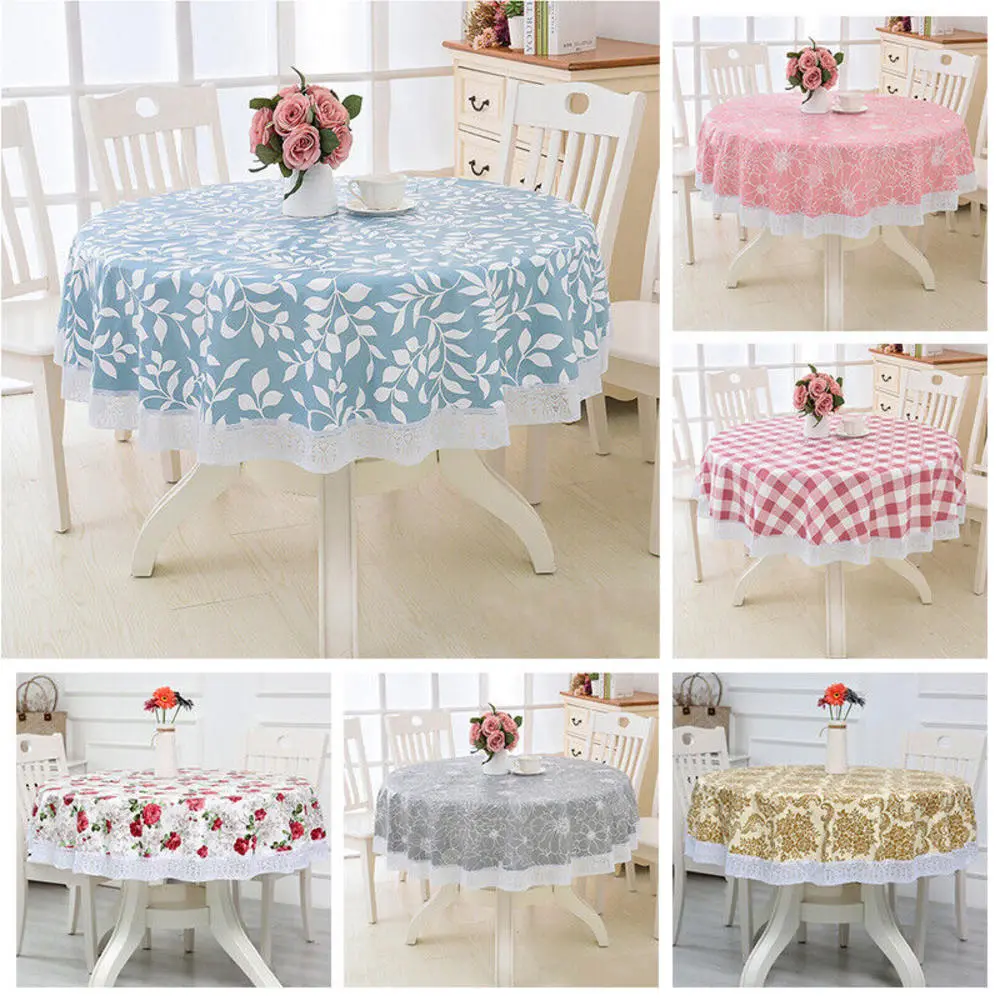 Round Waterproof Oil Proof PVC Table Cloth Cover Home Dining Tablecloth Decor