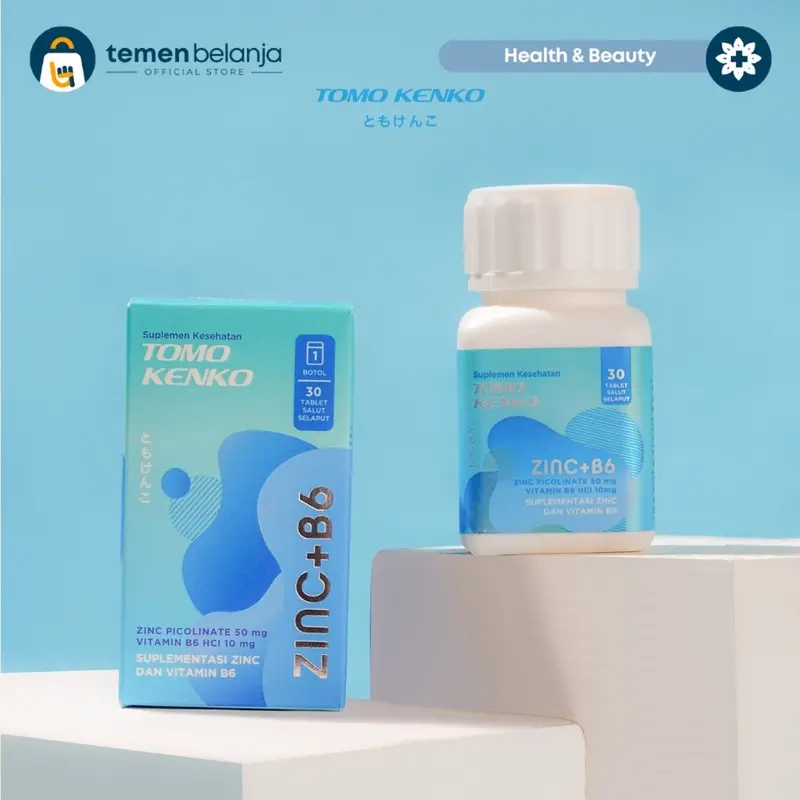 [ TERLARIS ] Tomo Kenko Zinc 50 mg + Vitamin B6 High Quality | Membantu Meredakan Jerawat | Daya tahan Tubuh 0