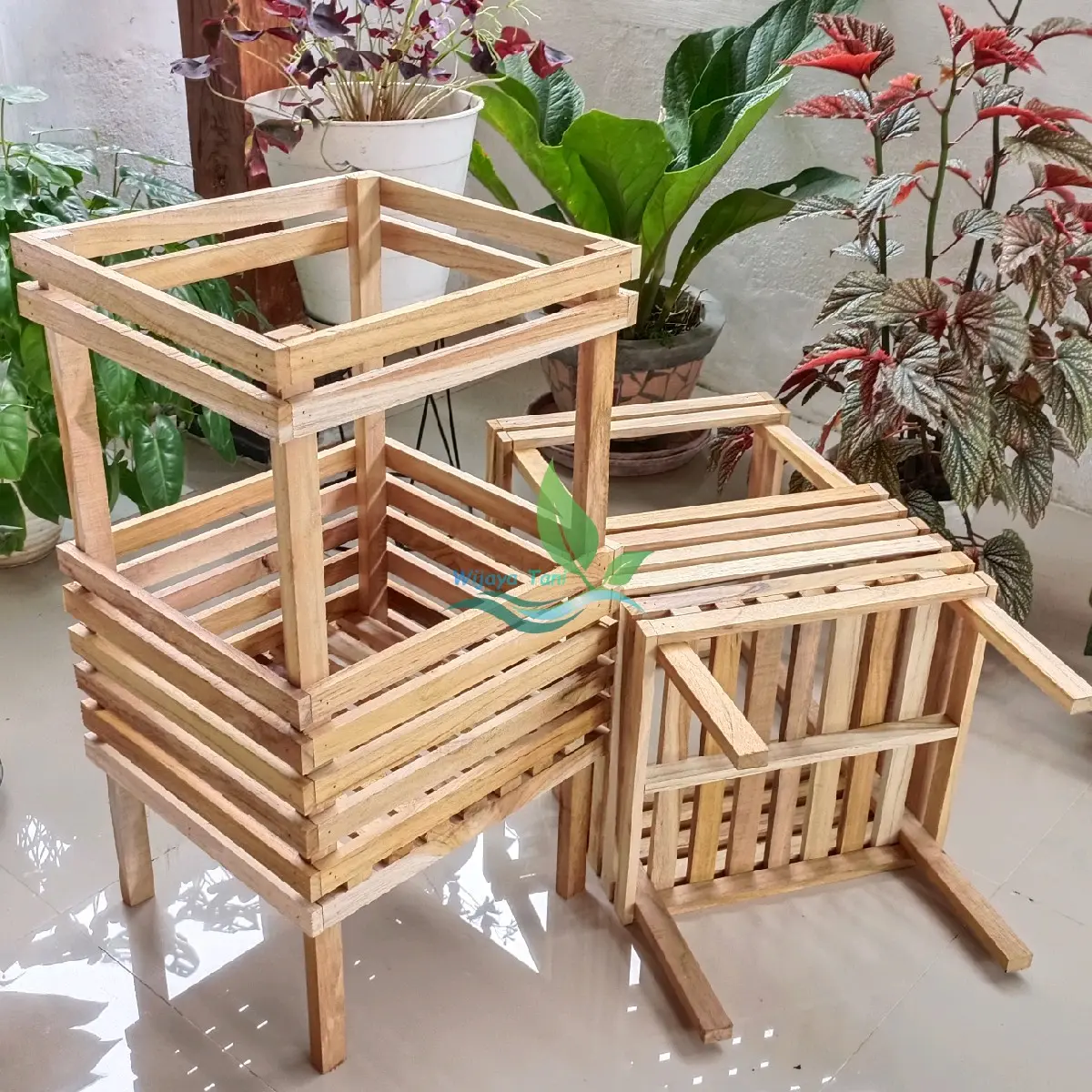 Pot Kayu | 30x30x60 | Pot Anggrek Jati Oven | Rak Anggrek Kayu Jati