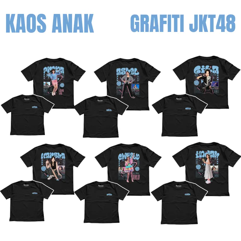 Kepswell - Kaos Anak Custom JKT48 Grafiti - Baju My Oshi Streetwear Grafiti - T-Shirt Viral Cotton Combed 24s Pria Unisex 0