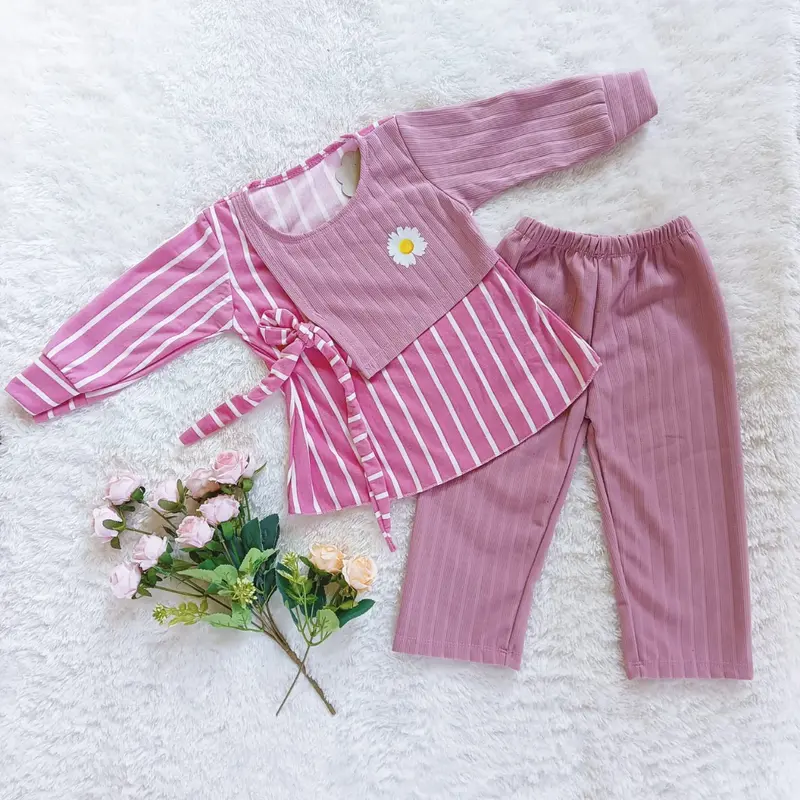Setelan Knit Hornet Rompi Anak Perempuan Usia 1-10 Tahun Lengan panjang Parsel 1