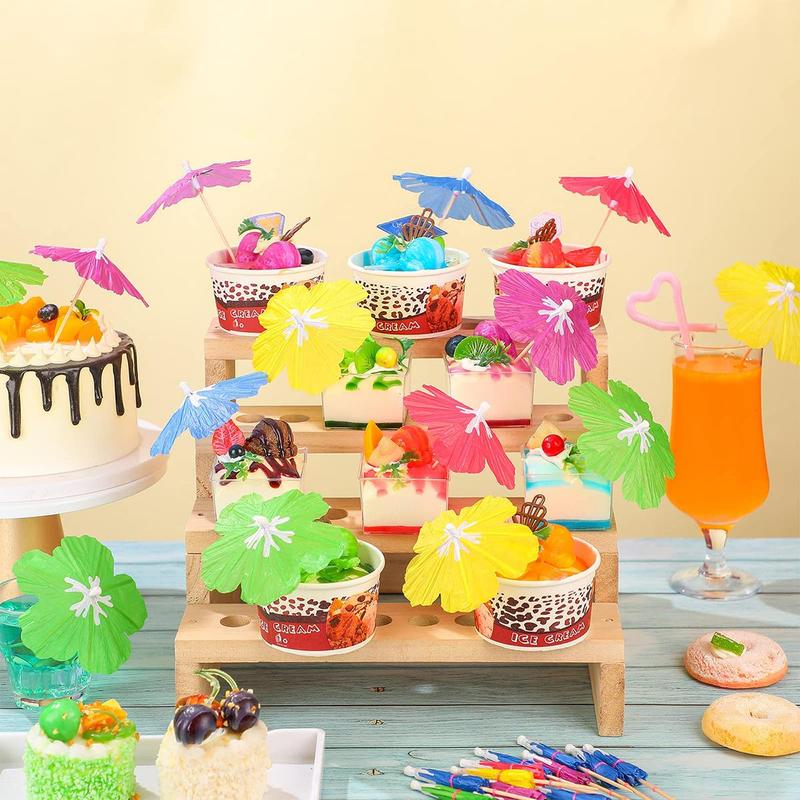 Umbrella Shaped Fruit Stick, 50pcs/set Colorful Umbrella Straws for Drinks, Hawaiian Cocktails Umbrella Straws, Beach Tropical Drinks Party Decorations 3