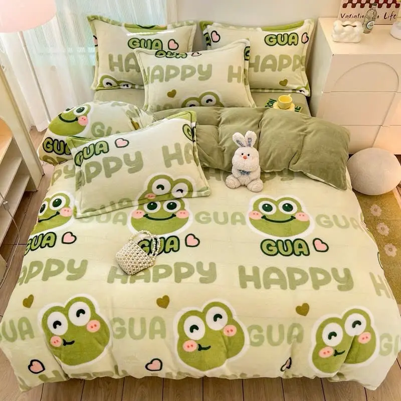 Bộ 5 món chăn ga gối cotton poly mẫu hot Gua happy