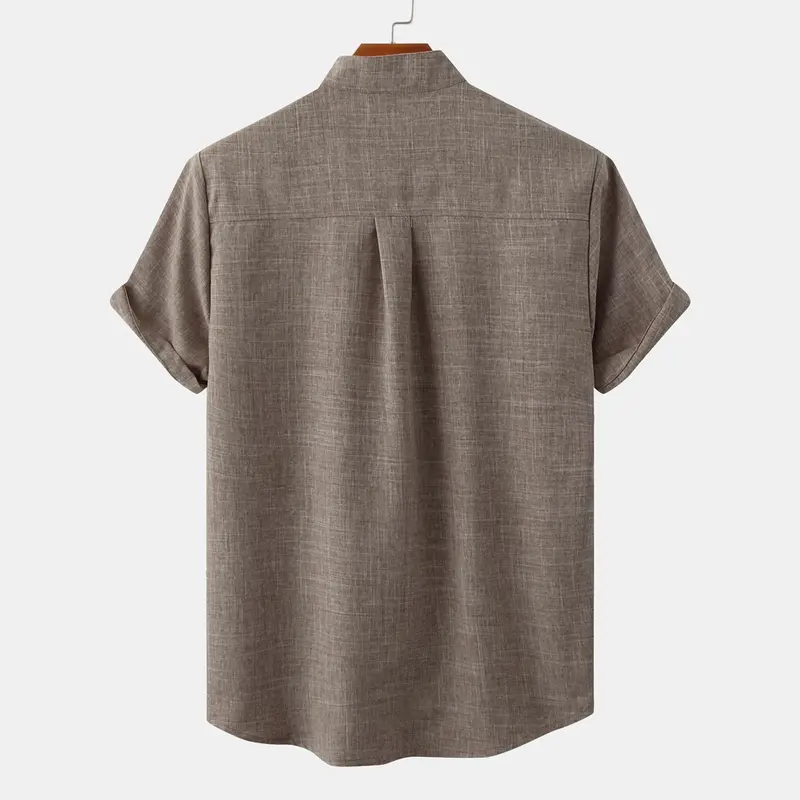 Áo Polo Nam, Màu Trơn Chất Liệu Cotton Và Vải Lanh, Cài Nút, Dáng Ôm, ngắn Tay, Có Túi, Có Màu Đen, Đỏ, Nâu, Xanh Lá Cây Nhạt, Xanh Lá Cây Đậm Và Kaki, Thích Hợp Mặc Trang Trọng Cho Nam Shirt Menswear 6