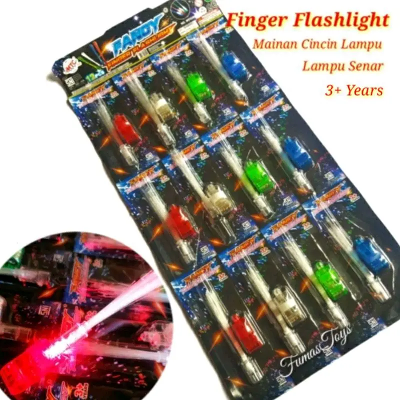 12 Pcs Mainan Cincin Lampu LED Senar Finger Flashlight Grosir Cincin Lampu Jari Murah 0