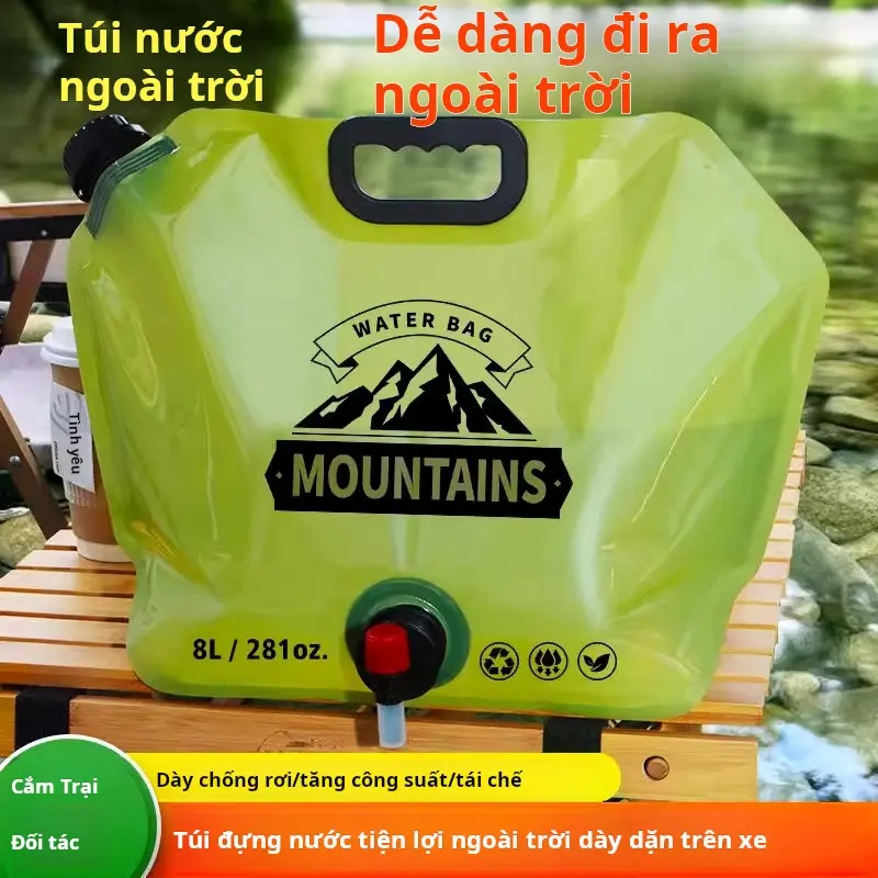 Túi Nước Ngoài Trời, Dung Tích Lớn 8L, Nhẹ, Có Thể Gập Lại, Thích Hợp Để Cắm Trại, Có Vòi, Để Uống Nước Và Nước Trái Cây, Chống Mài Mòn, Lưu Trữ, Đi Kèm Với Túi Lưu Trữ Nước