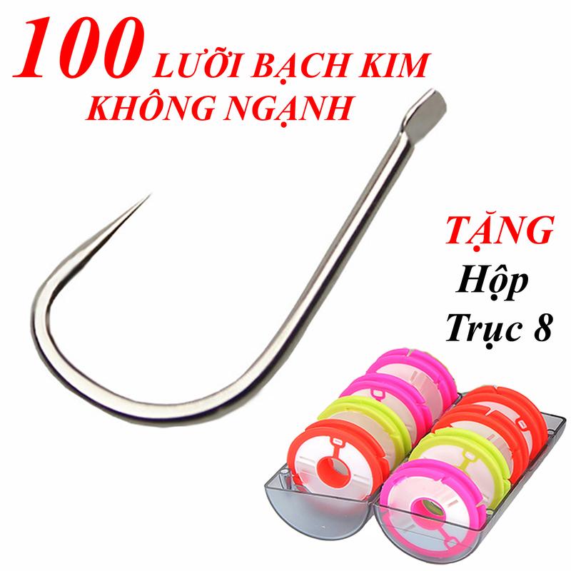 [Tặng Trục 8]100 cái lưỡi Bạch Kim Không Ngạnh Siêu Cường - chuyên câu cá tự nhiên tổng hợp size bé - cá từ 0,1kg đến 4kg