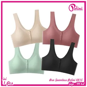 Polini - Pakaian Dalam Wanita Bra Seamless Ice Silk Bh Tanpa Kawat Kancing Depan Motif Polos Nyaman di pakai 8815