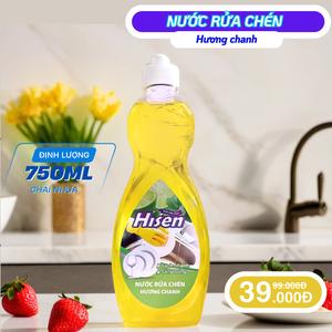 [Hisen] Nước rửa chén Đậm Đặc - 750ml - Hương chanh - Đánh bay dầu mỡ - Kháng khuẩn hiệu quả Làm Sạch kitchen cleaner